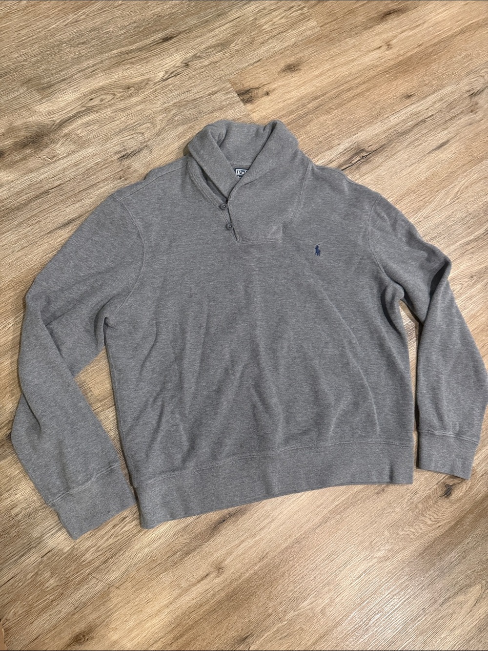 Polo by Ralph Lauren Heather Gray Shawl Turtleneck Sweater